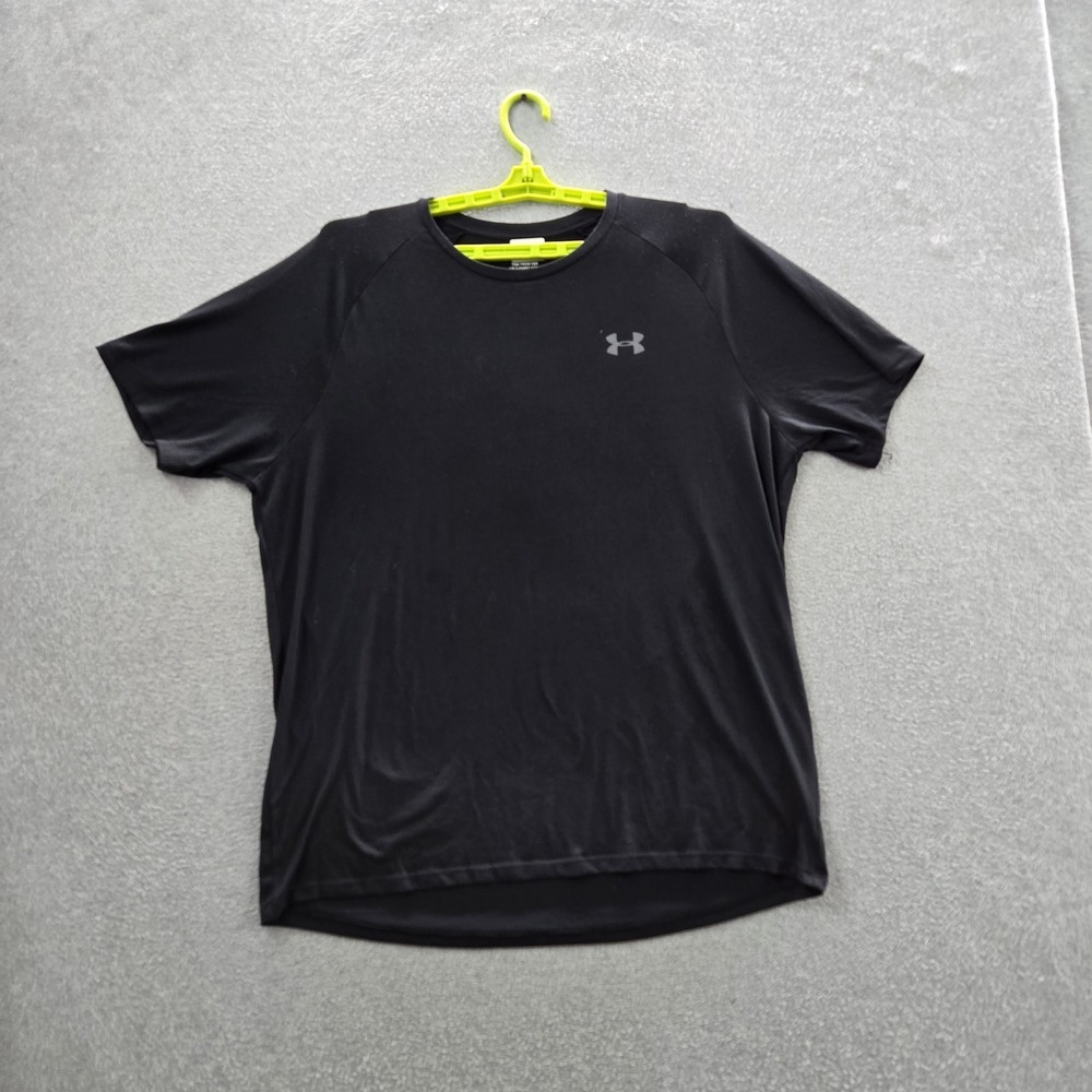 Under Armour Men Shirt XL Black Heatgear Tech Tee Logo Loose Short Sleeve